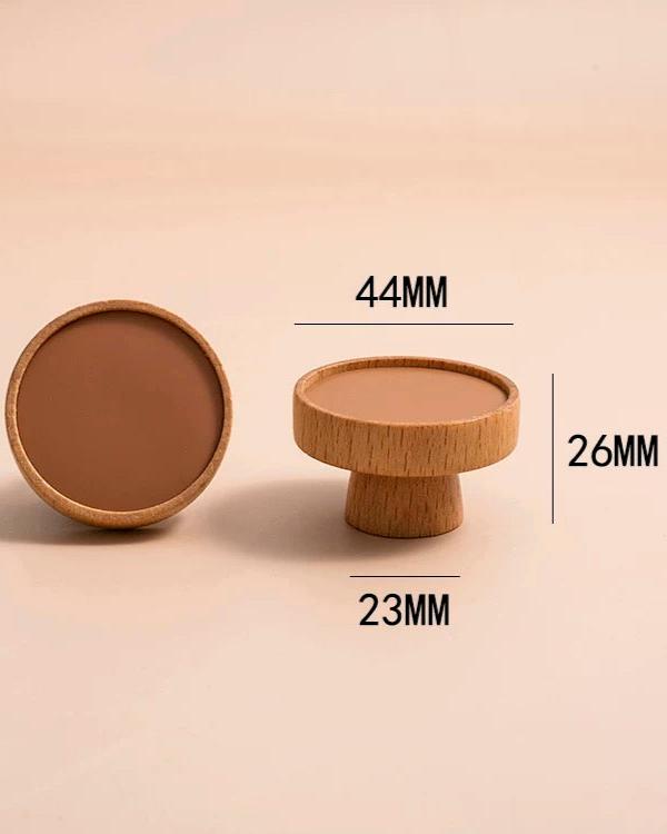 Light Cherry Wood & Clay Leather - Circle Cabinetry Knob