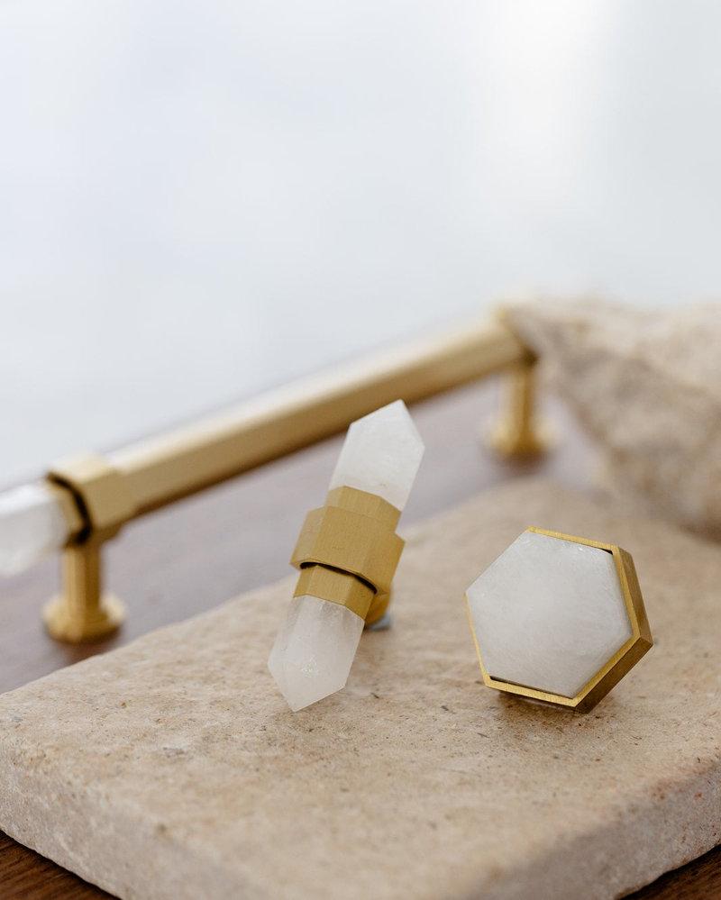 White Diamond & Brushed Brass Handle - Small