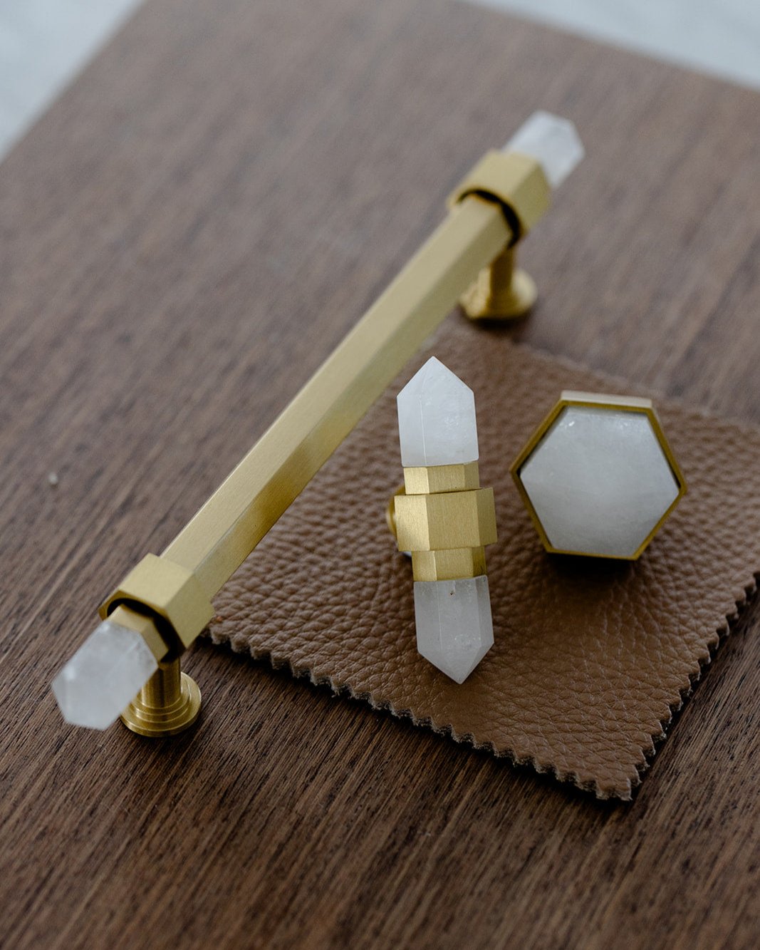 White Diamond & Brushed Brass - Cabinetry Knob