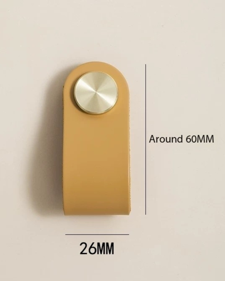 Leather & Brushed Brass Loop Handle - Tan