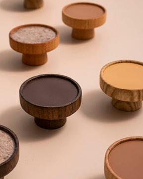 Light Cherry Wood & Clay Leather - Circle Cabinetry Knob