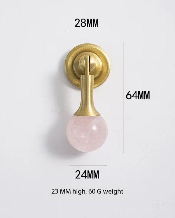 Pink Quartz & Brushed Brass - Drop Handle